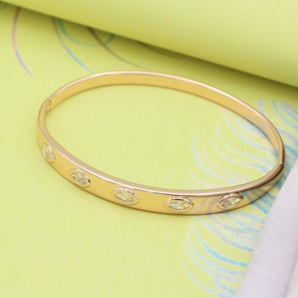 Elegant Rose Gold Bangle with Marquise-Cut Sparkling Stones, XPBL0490 - Picture 7 of 12
